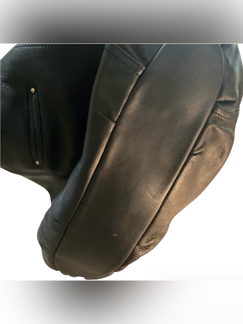 B Makowsky Pebbled Leather Magnetic Close Purse Handbag Black/Gray Double Handle - Picture 5 of 12